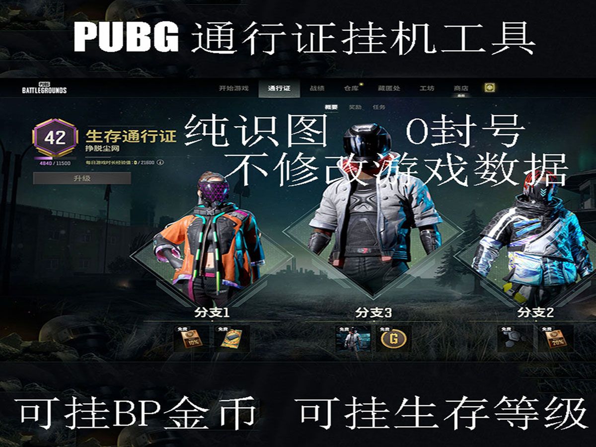 [图]PUBG通行证挂机工具丨BP币丨生存等级丨通行证等级丨每日时长