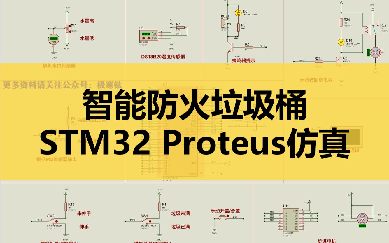 0534基于STM32单片机的智能防火垃圾桶proteus仿真哔哩哔哩bilibili