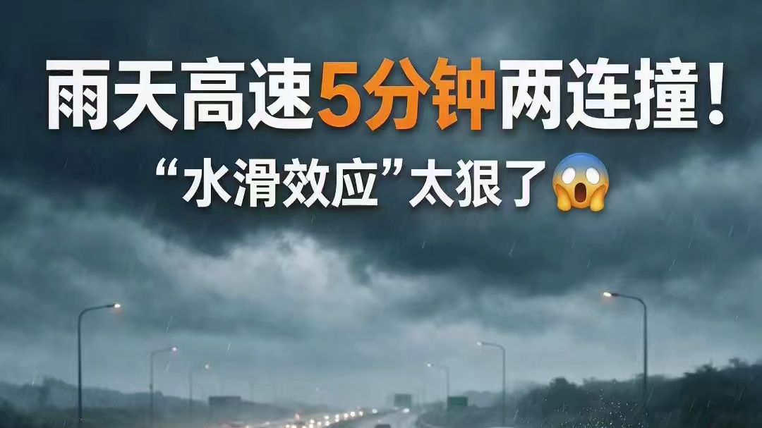 雨天高速5分钟两连撞！“水滑效应”太狠了😱