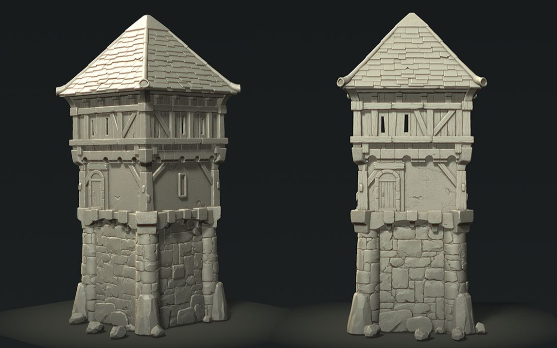 项目中制作高模演示教学,3dmax场景基础教学 zbrush雕刻高模细节!