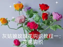 下载视频: 玫瑰花钩织教程一：花苞，阿富汗针法钩织灰姑娘玫瑰花