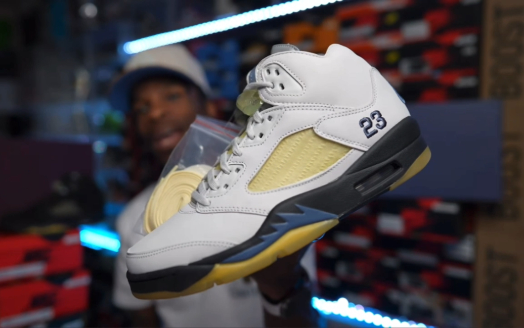 wmns a ma maniére x air jordan 5代 "photon dust" 白蓝 amm5 aj5
