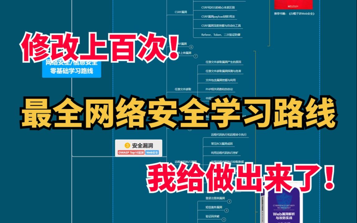 【爆肝3个月,修改上百次!】适合所有零基础人群的最全网络安全学习路线,我给做出来了!网络安全/信息安全/渗透测试/web安全/CTF竞赛/SRC漏洞挖掘...