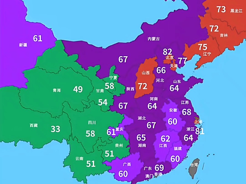 我国各省初中及以上学历人口占比%哔哩哔哩bilibili