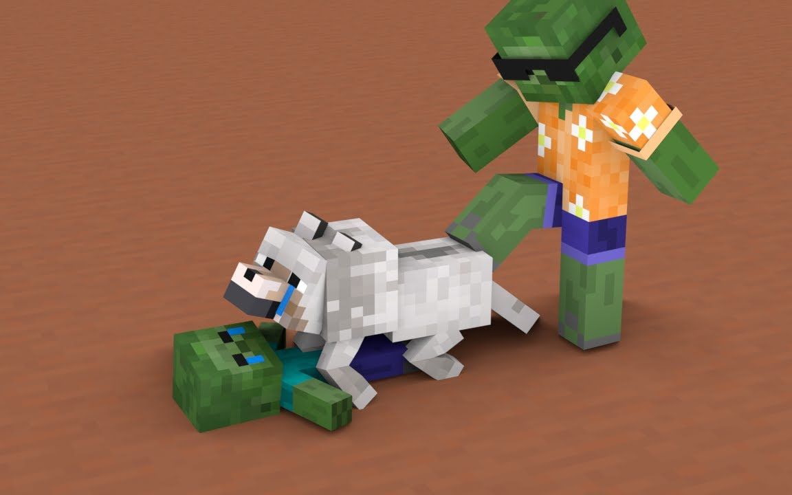 我的世界mc动画:僵尸宝宝狼宝宝vs坏僵尸