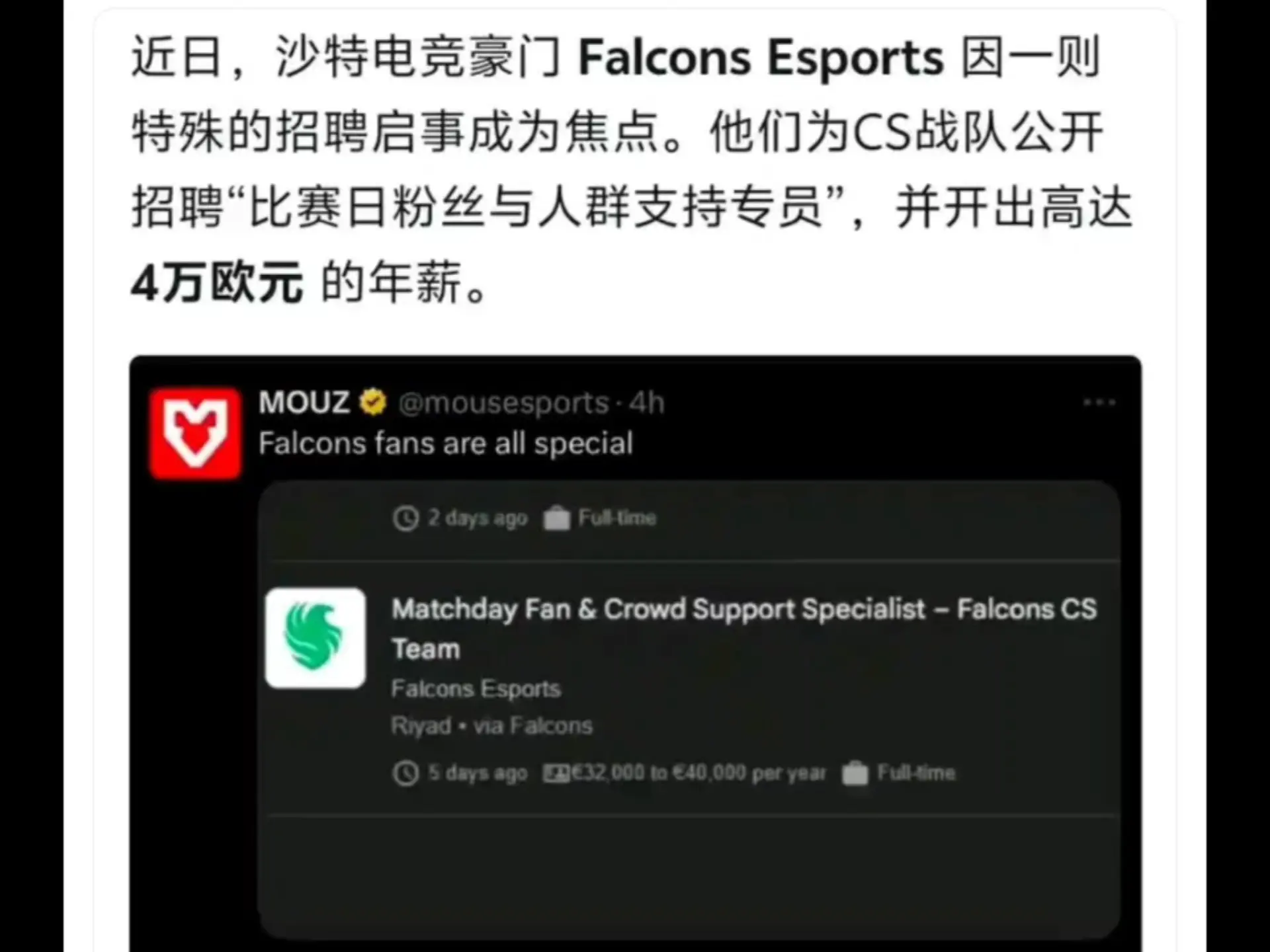 猎鹰粉丝招聘,年薪4w欧,太有钱了_哔哩哔哩bilibili_cs