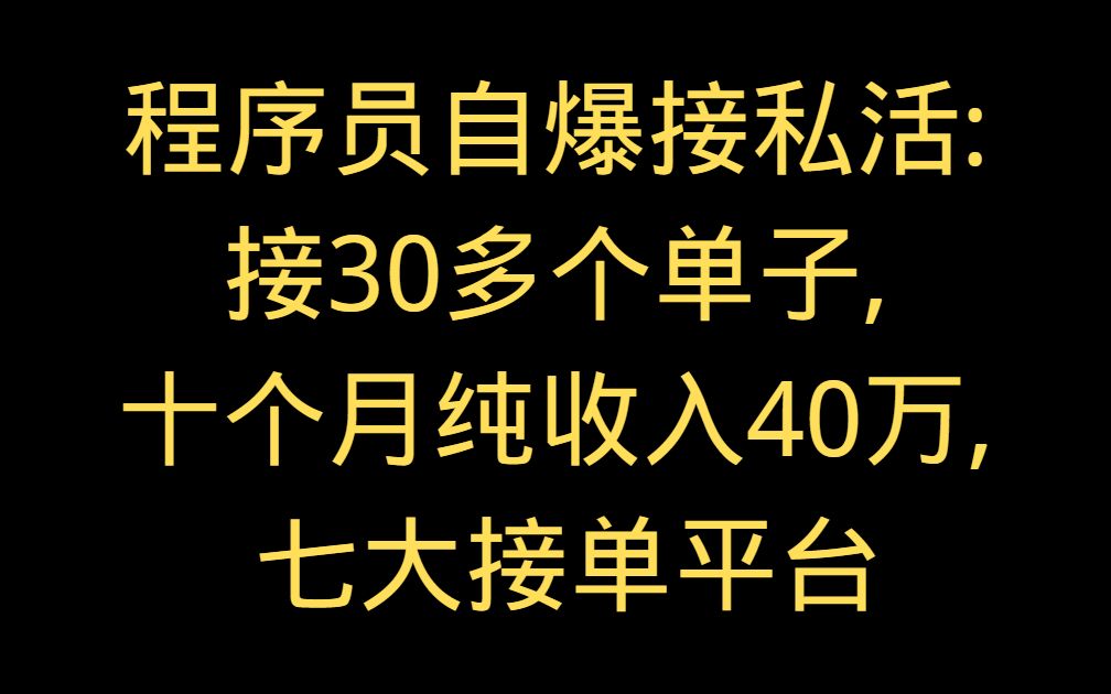 程序员自曝接私活:10个月时间接了30多个单子,纯收入40万哔哩哔哩bilibili