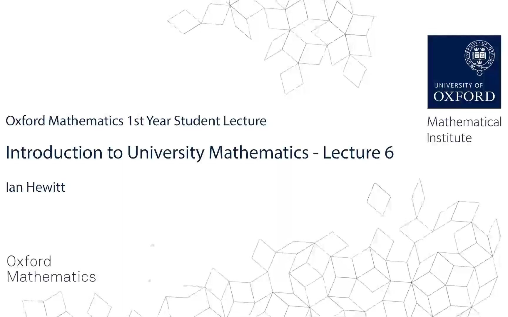 [图]大学数学导论-第六讲-牛津数学第一年学生讲座