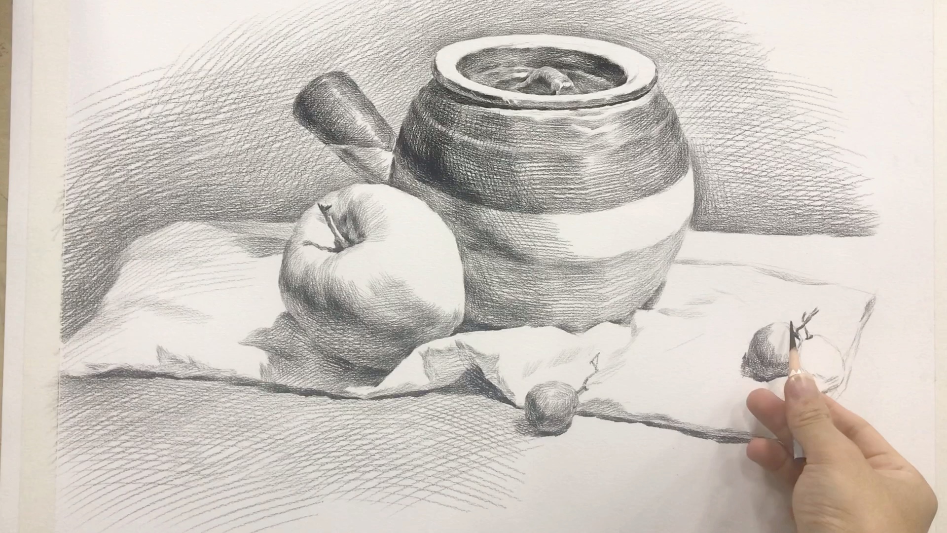 陶罐与苹果小组合#素描静物 #入门之道3石膏到静物体系
