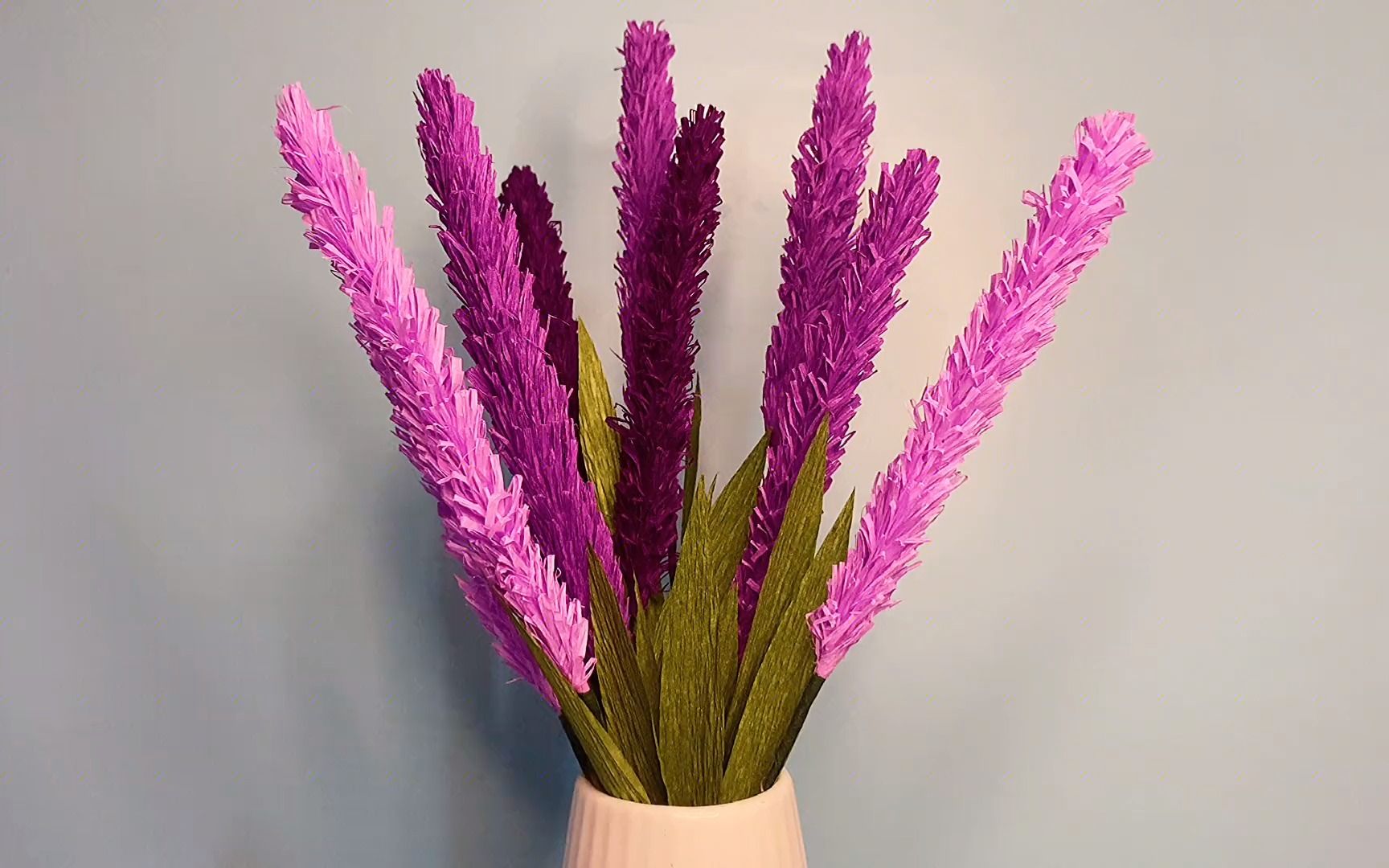 薰衣草手工制作教程#皱纹纸花_哔哩哔哩_bilibili