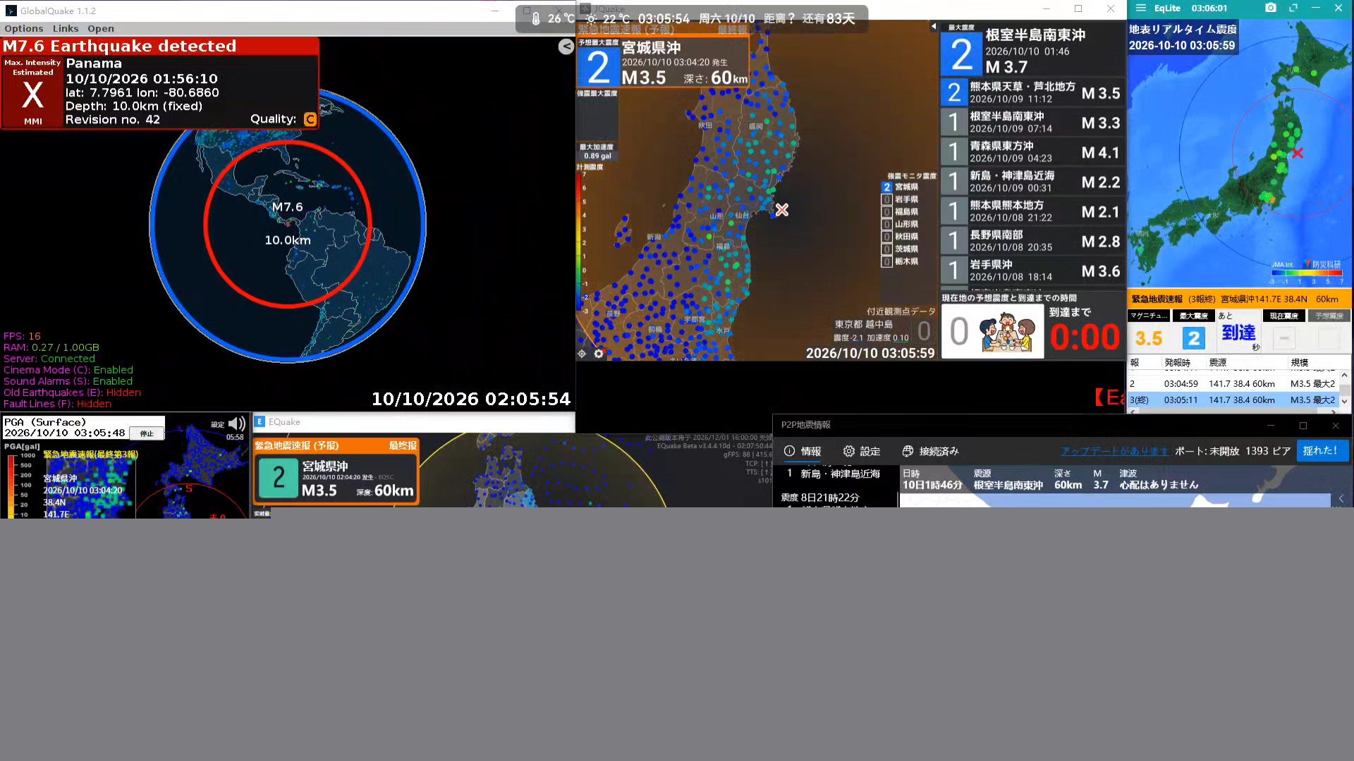 ［巴拿马巨震/eew］2026/10/10 巴拿马 M7.6 10km 请注意