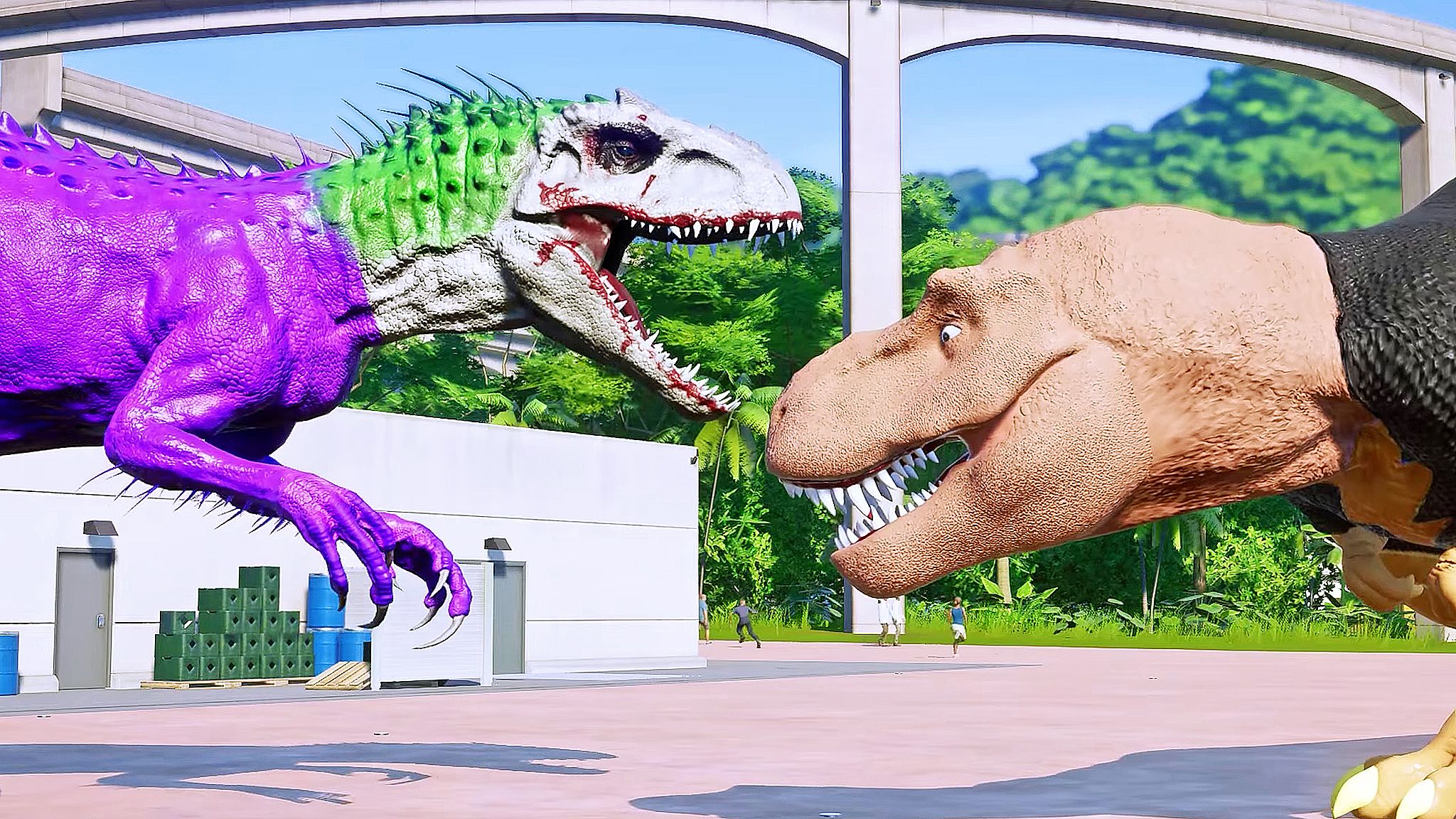 霸王龙,狂暴龙,鲨鱼王,食肉牛龙—游戏:侏罗纪世界进化