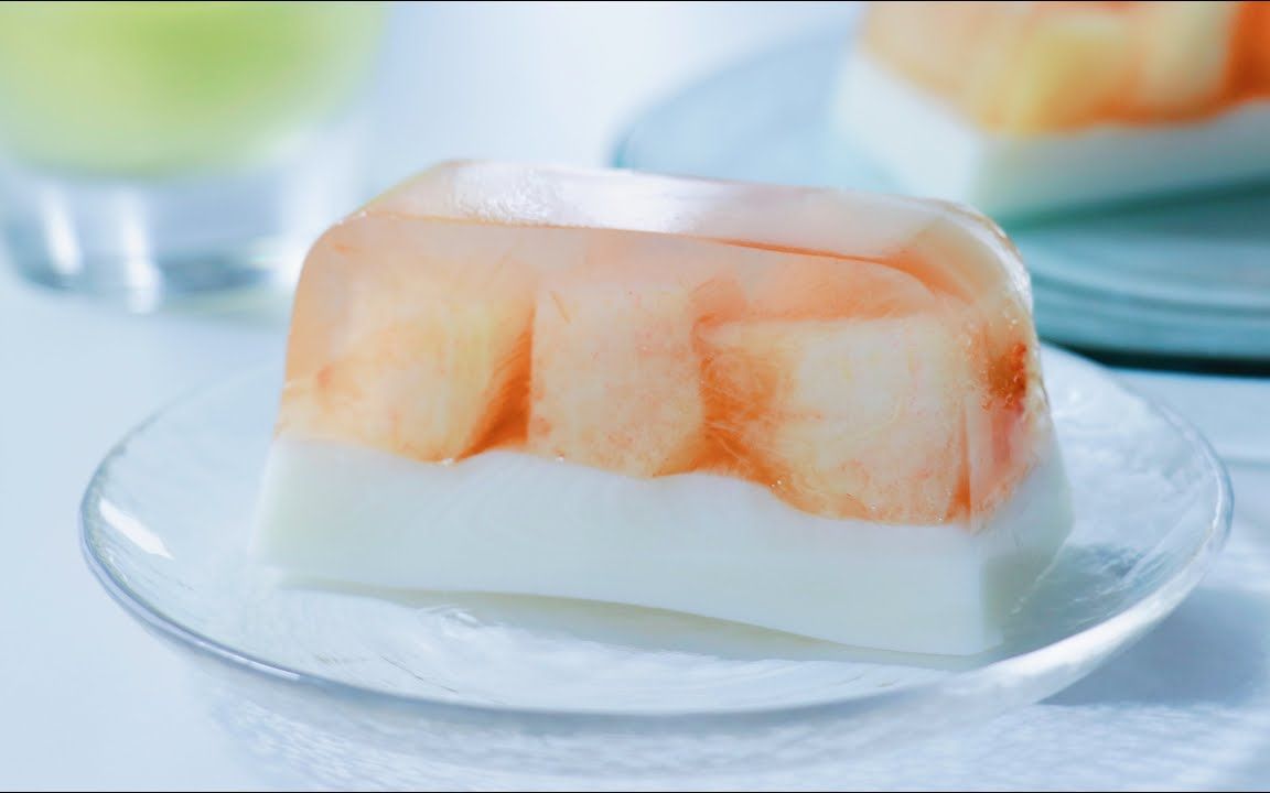 【艺术美食】桃子和两层牛奶布丁