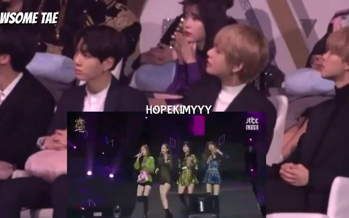 [图]BTS (JIN, JUNGKOOK, V, JIMIN) reaction to Blackpink As If It's Your Last