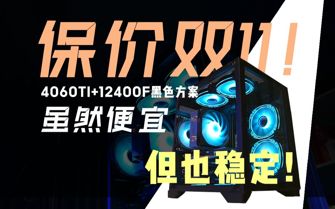 保价双11!虽然便宜,但也稳定!4060TI+12400F黑色方案哔哩哔哩bilibili