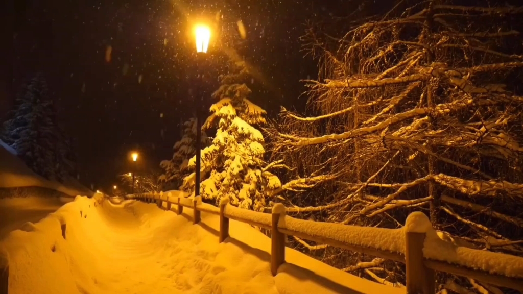 路灯下的雪景壁纸图片