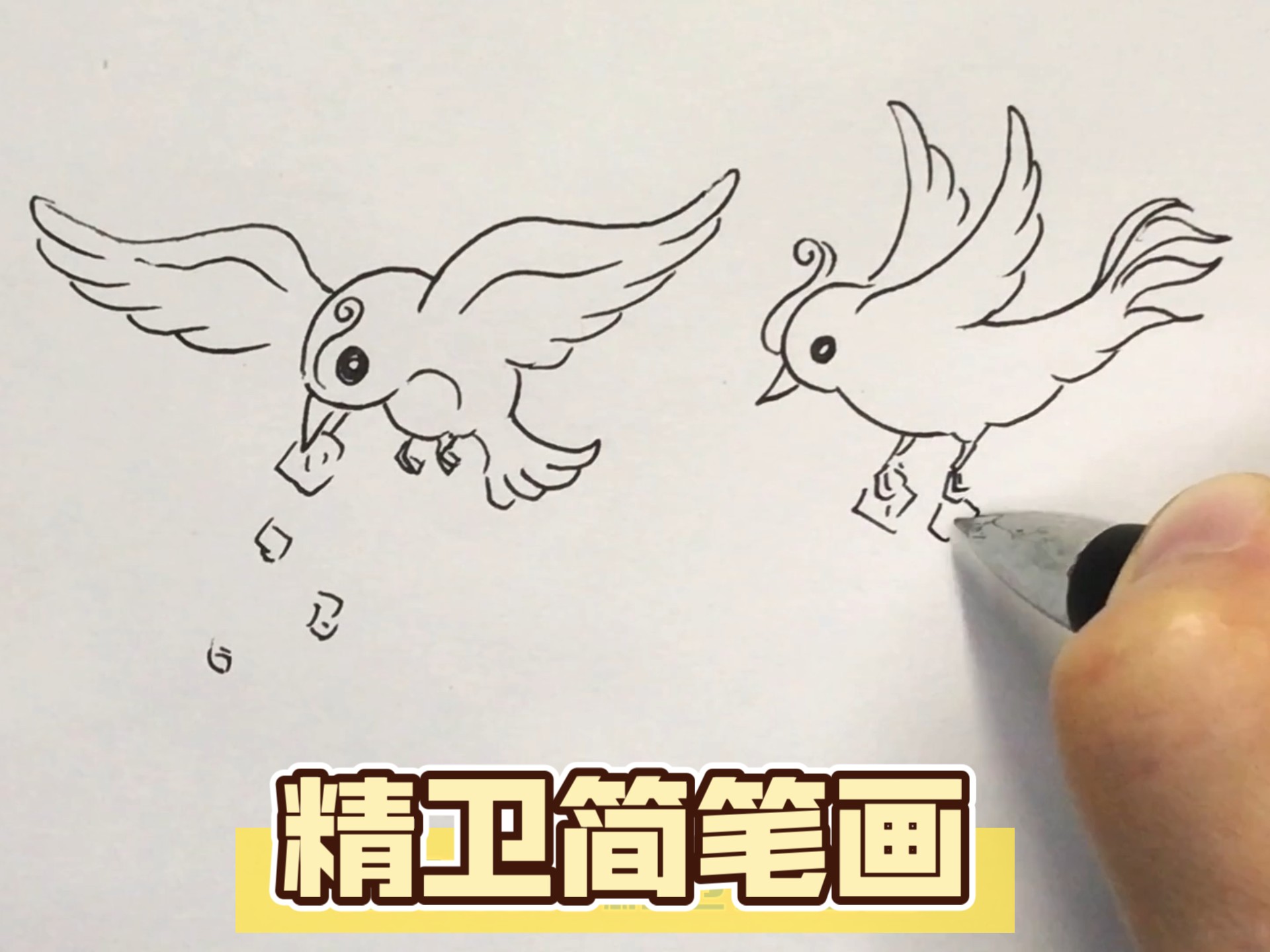 雅轩分享两幅简单又好看的精卫简笔画