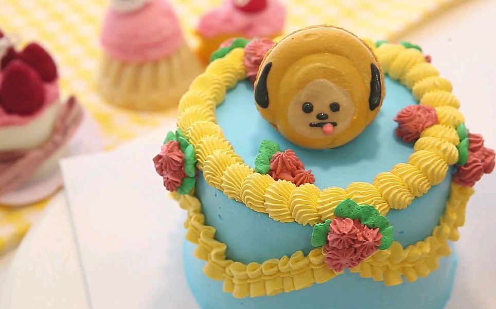 【卡通蛋糕】红黄蓝可爱配色!制作BT21 Chimmy 奶油蛋糕‖BTS Chimi Cake Making哔哩哔哩bilibili