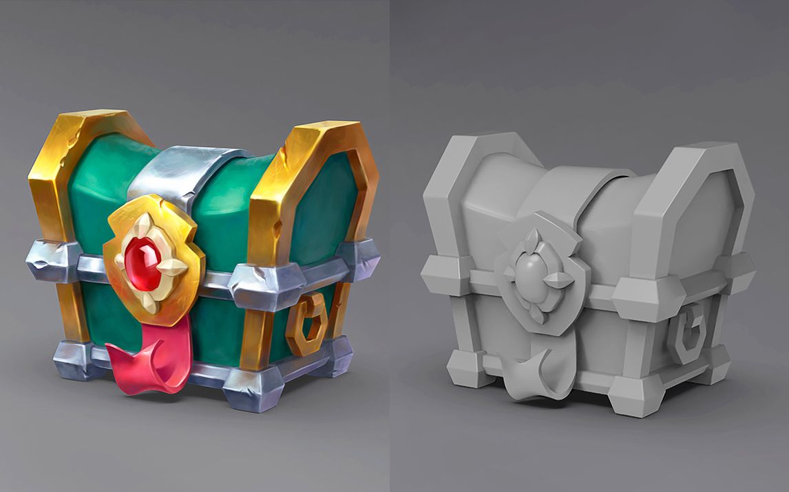 【3dmax建模】经典游戏道具"宝箱"模型制作教程,次世代新手入门