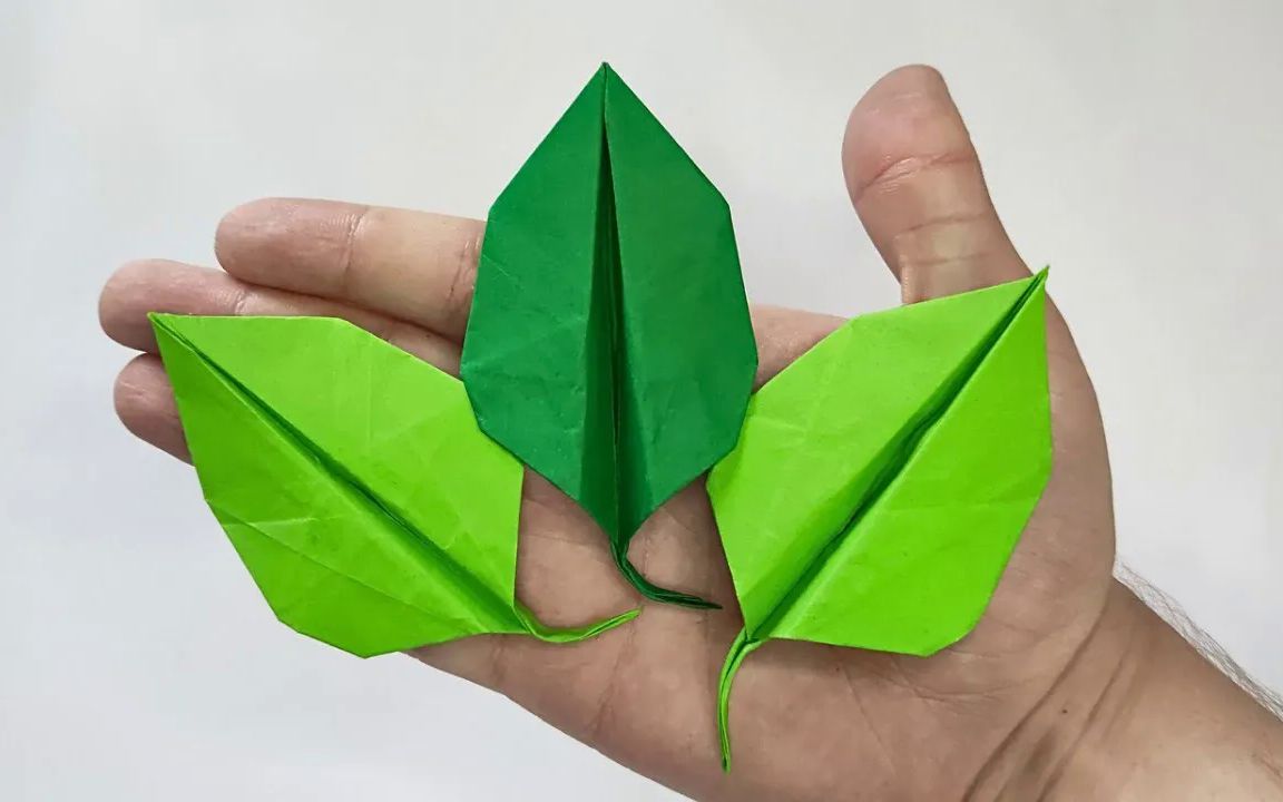 【origami library】玫瑰叶子折纸教程paper rose leaf
