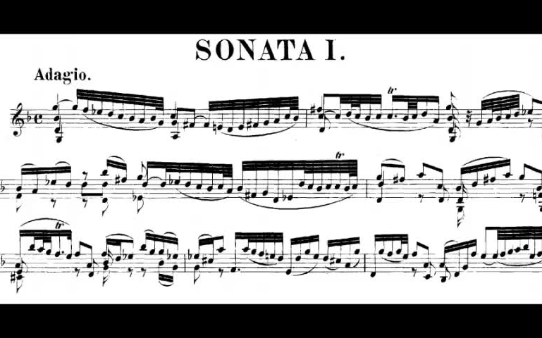 [图][转载] 同步乐谱 巴赫小提琴无伴奏 Sonata Partita 全集 Arthur Grumiaux 演奏