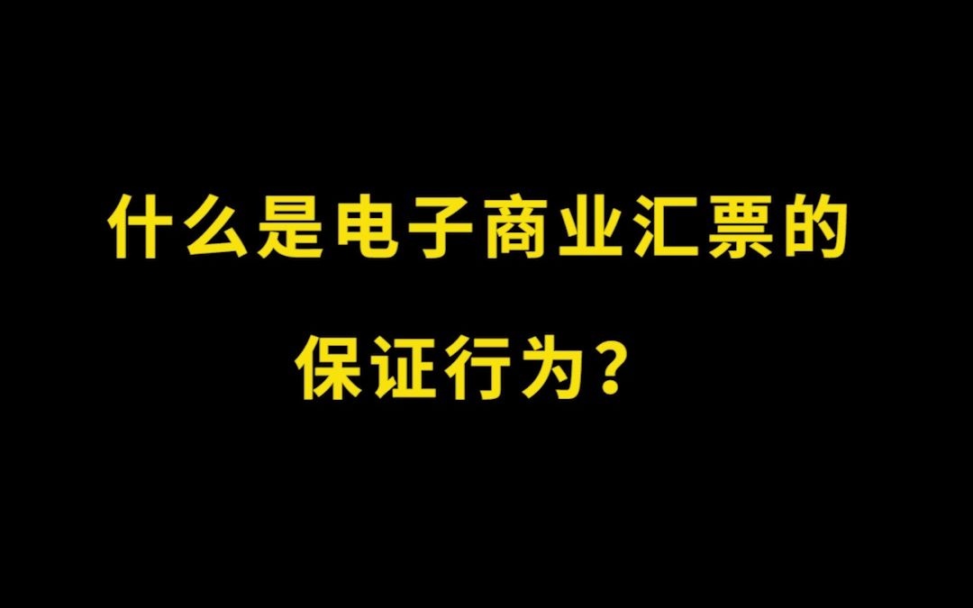 什么是电子商业汇票的保证行为?哔哩哔哩bilibili