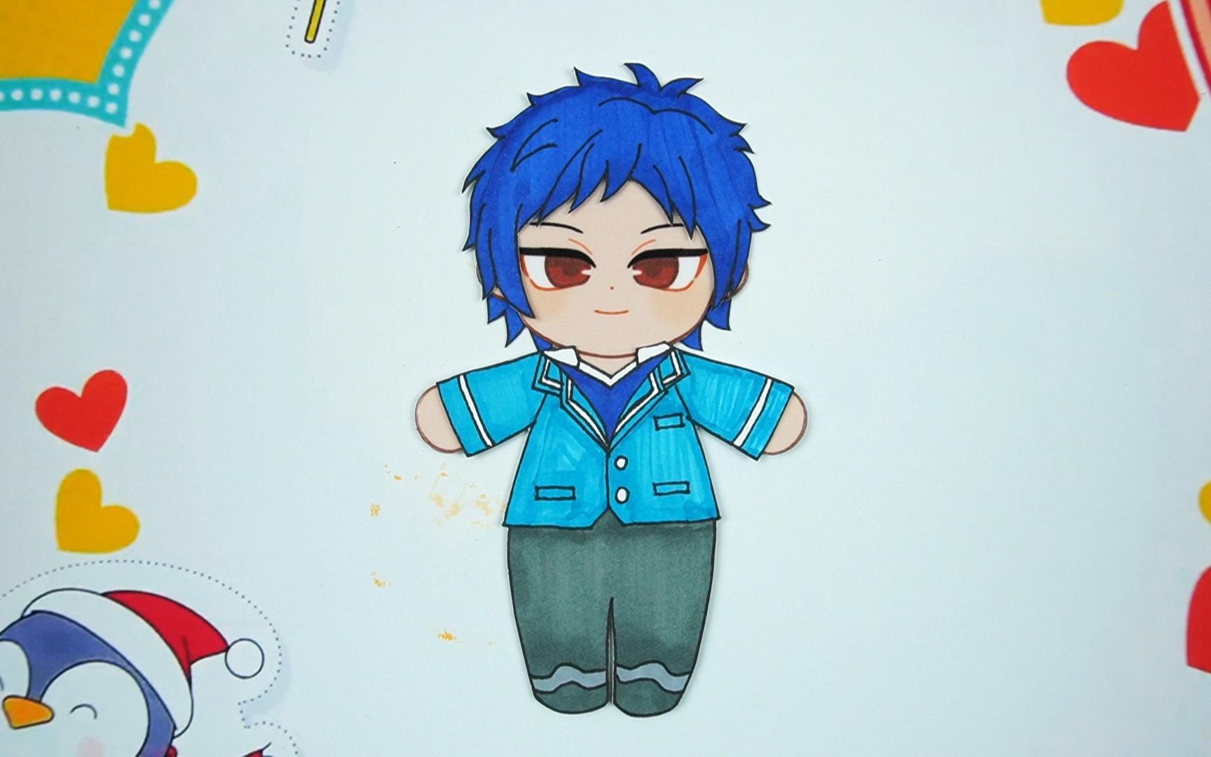 二次元偶像梦幻祭手工手绘,伏见弓弦纸娃娃