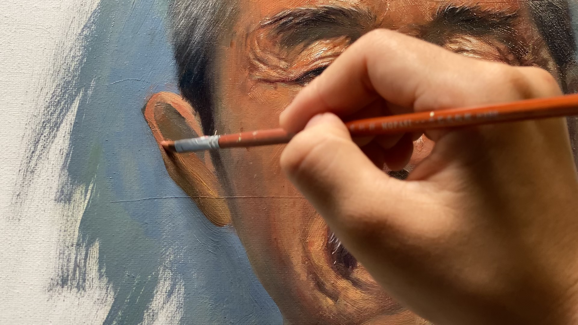 安静的画会儿老父亲的耳朵[给心心]#油画