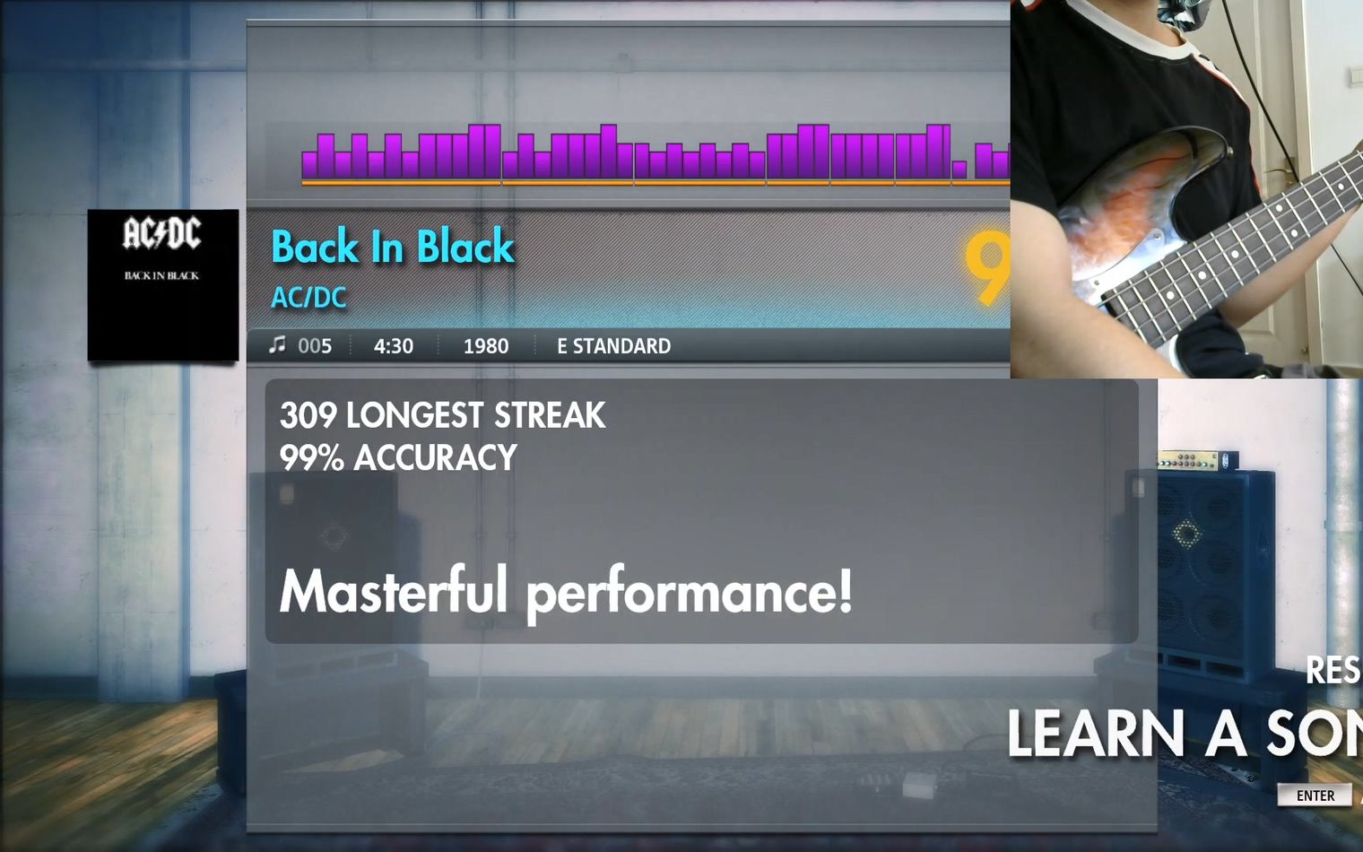 [图]《Back In Black》- AC/DC 摇滚史密斯 Rocksmith 首次录制，贝斯准确率99%