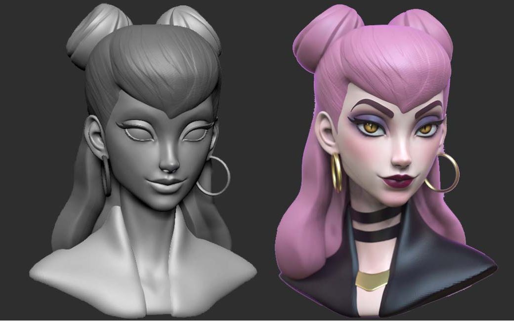 【zbrush教程】从零开始雕刻女性模型,上色制作人物建模全流程案例