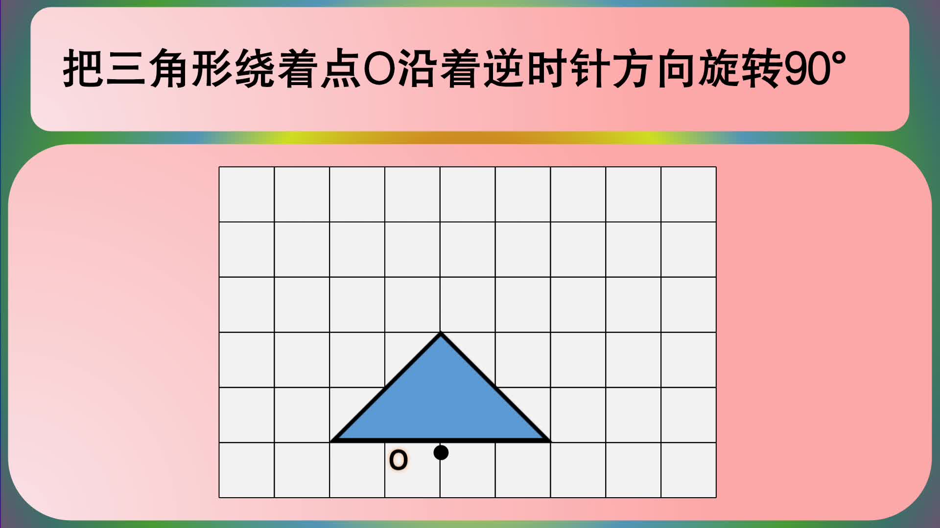 [图]五年级数学：把三角形绕着点O沿着逆时针方向旋转90°