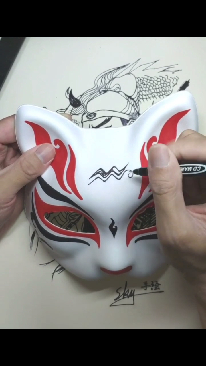 手绘在面具上面的彼岸花#艾尚手绘馆##手