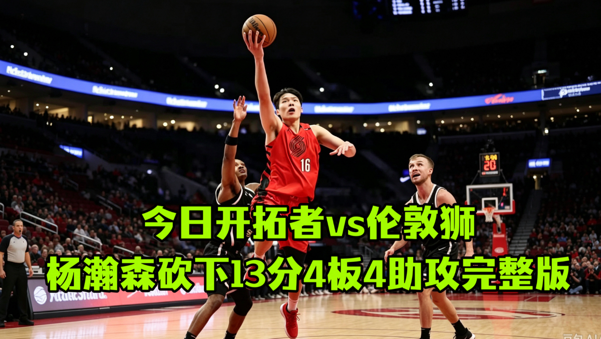 杨瀚森跟莫兰特配合默契！三分爆扣全都有！砍下13+4+4！今日开拓者vs伦敦狮完整版