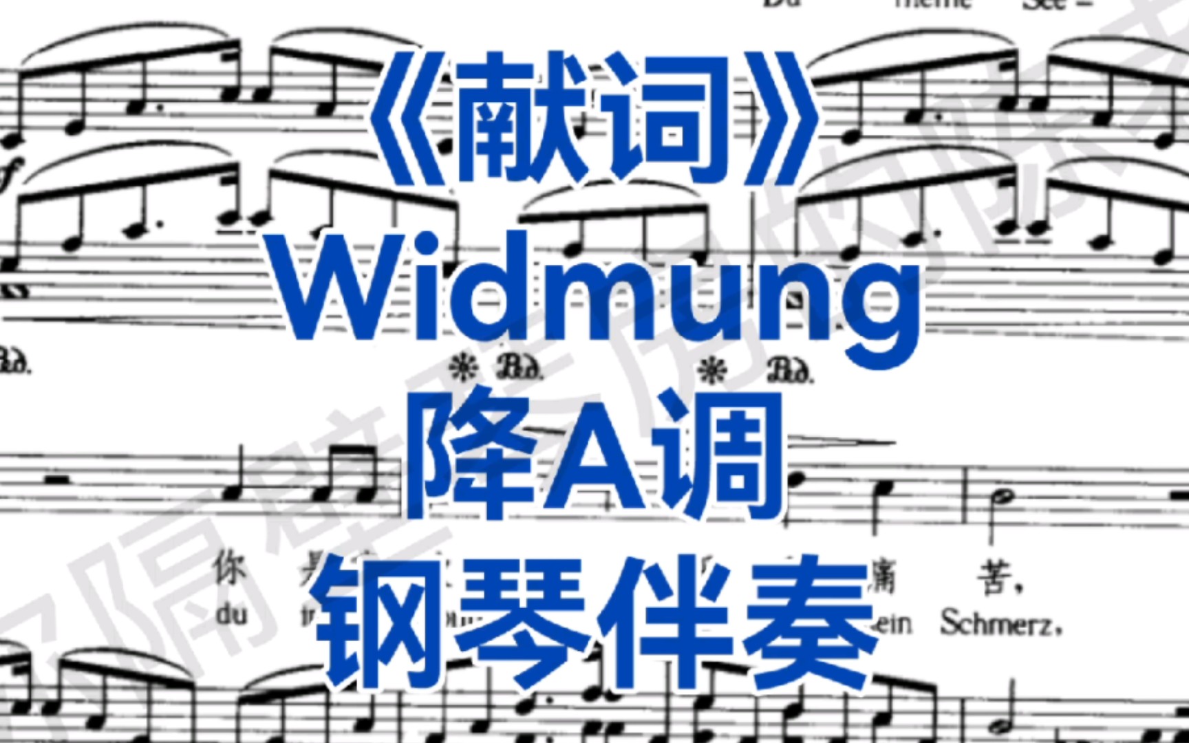 [图]舒曼艺术歌曲降A调《献词》"Widmung"钢琴伴奏，适用于男高音，女高音