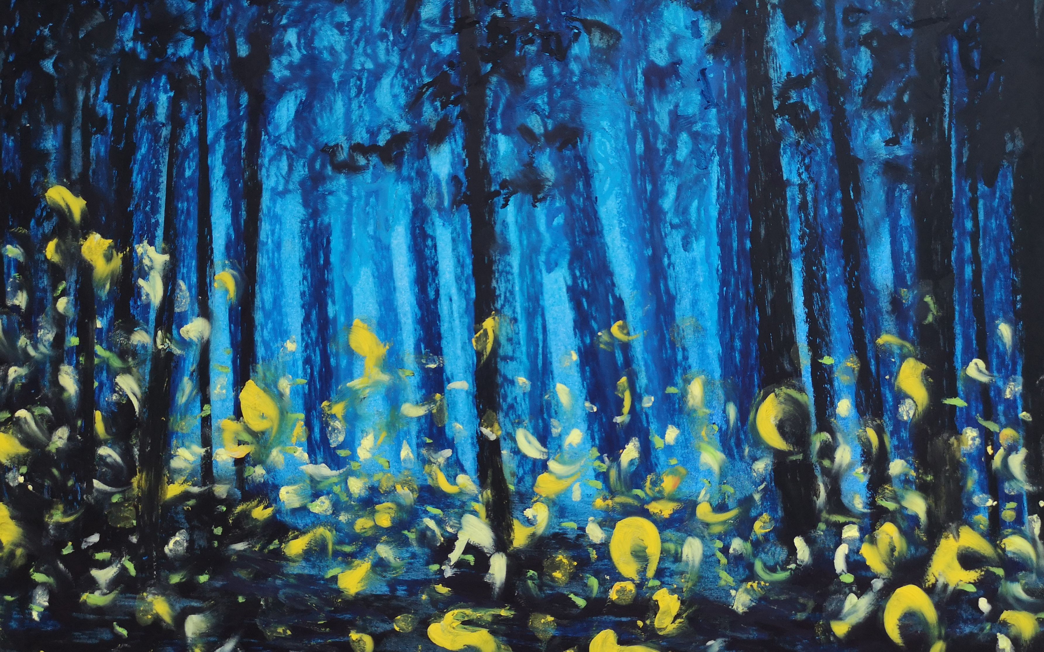 【油画棒】萤火虫森林_哔哩哔哩 (゜-゜)つロ 干杯~-bilibili