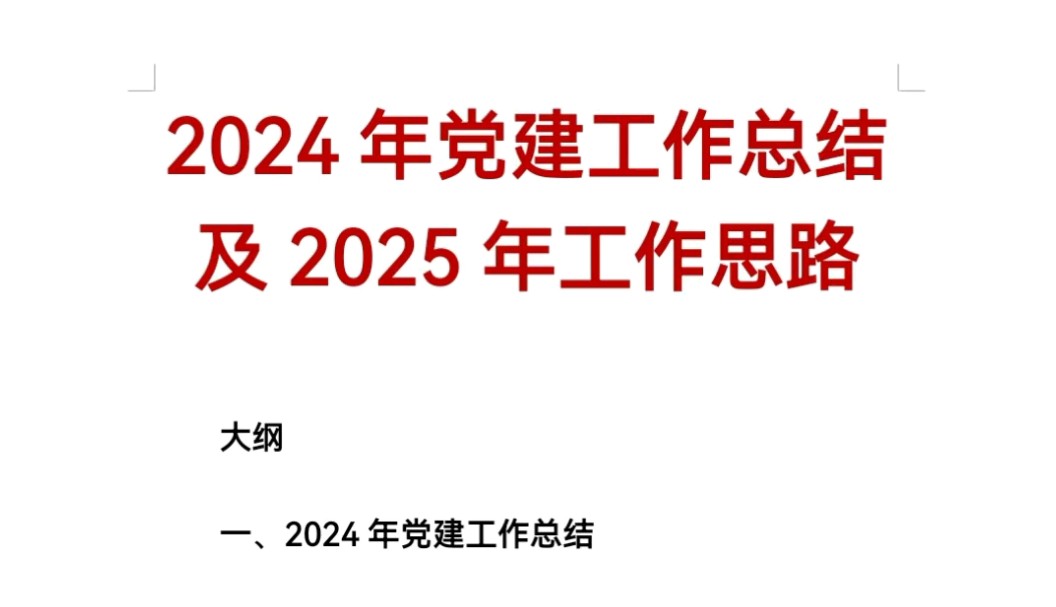 2024年党建工作总结及2025年工作思路哔哩哔哩bilibili