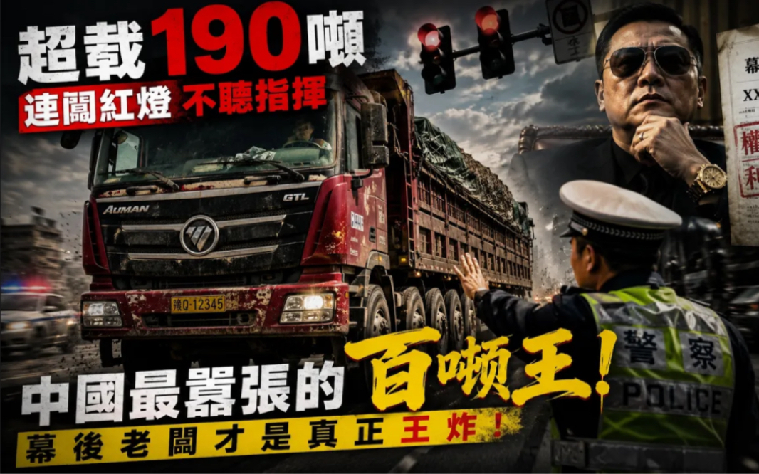 中国最狂「百吨王」现身！超载190吨一路横冲直撞，连闯红灯、无视交警拦截，究竟是谁给了它如此大的胆子