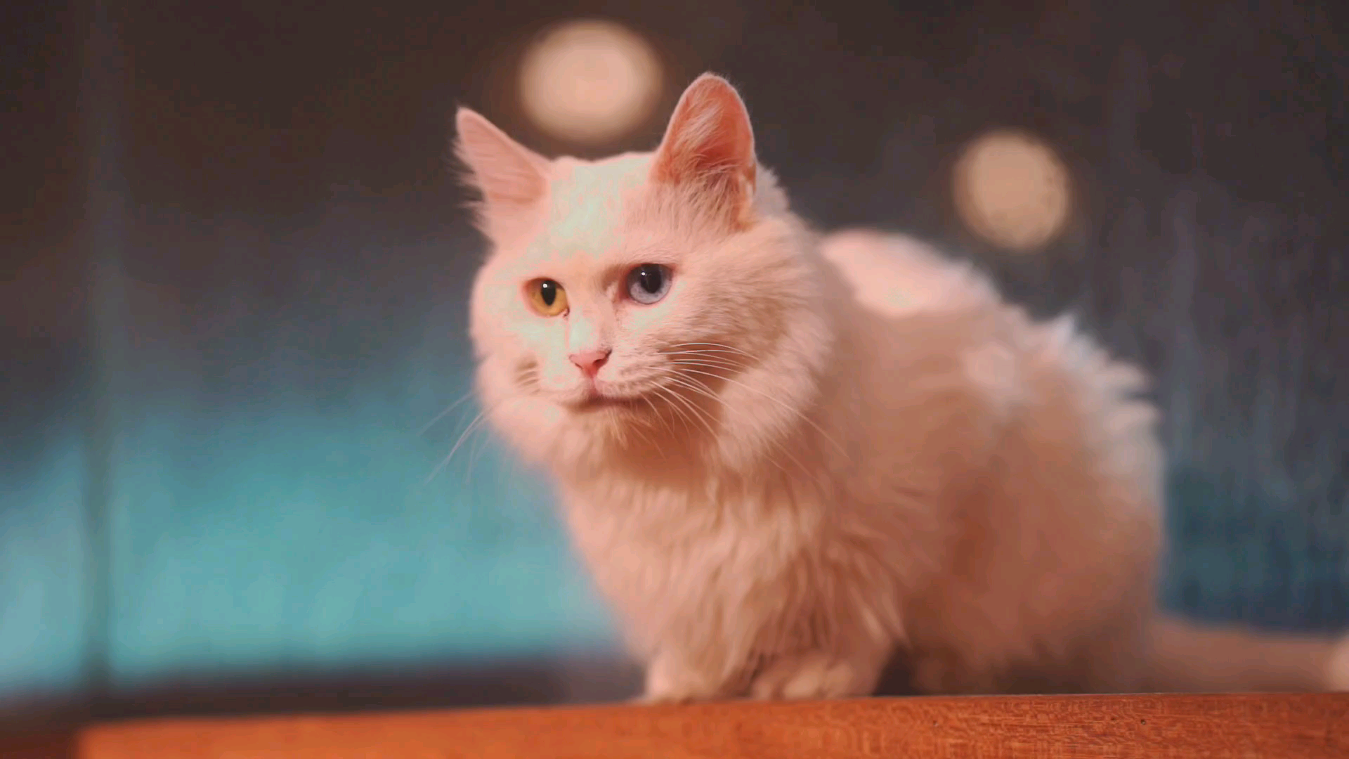 【异瞳猫山东狮子猫】一只流浪猫,虽然长的漂亮但是动作还是充满野性