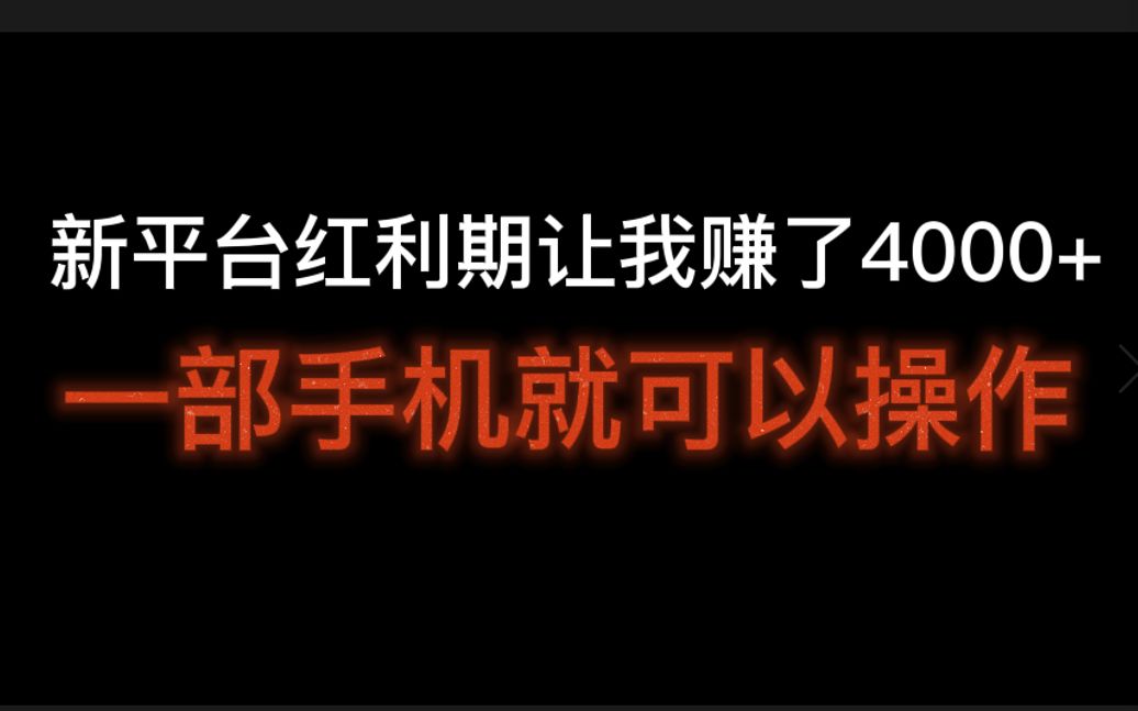 新平台红利期让我赚了4000+,一部手机就可以操作,红利期是什么意思哔哩哔哩bilibili