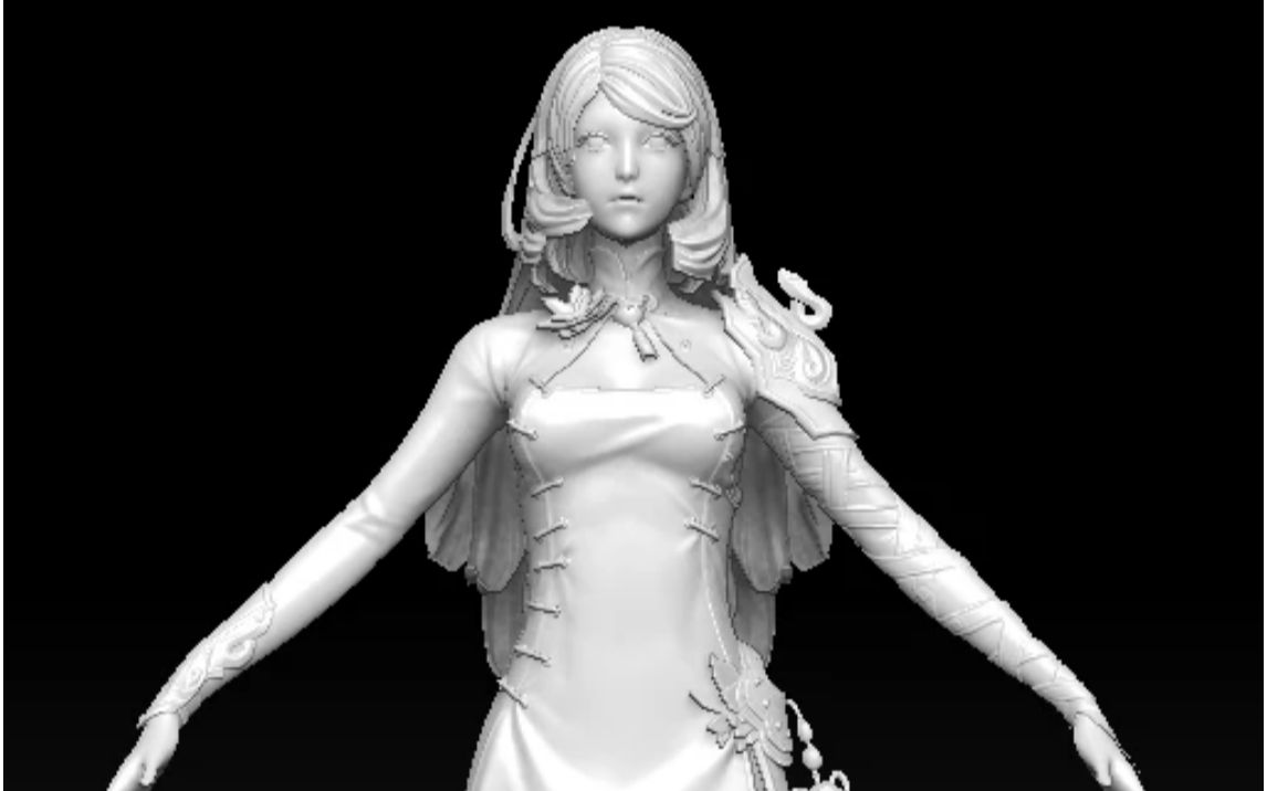 zb白模次世代女性人物角色模型制作