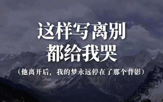 他离开后,我的梦永远停在了那个背影 | 这样写离别绷不住了哔哩哔哩bilibili