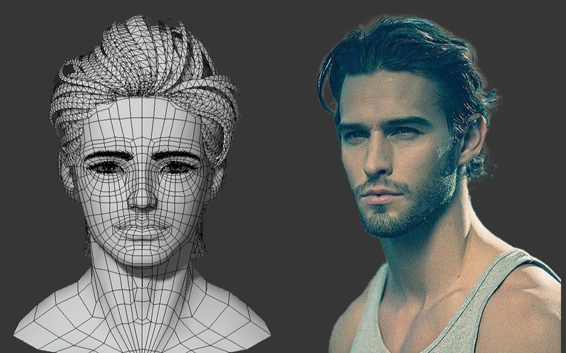 3dmax男性人物建模,角色人物头部五官布线思路,掌握男性人体布线技巧