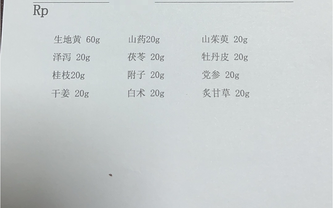 金匮肾气丸处方单图片