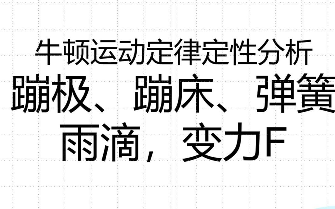 牛顿运动定律定性分析——弹簧、蹦极、蹦床、雨滴下落、变力F哔哩哔哩bilibili