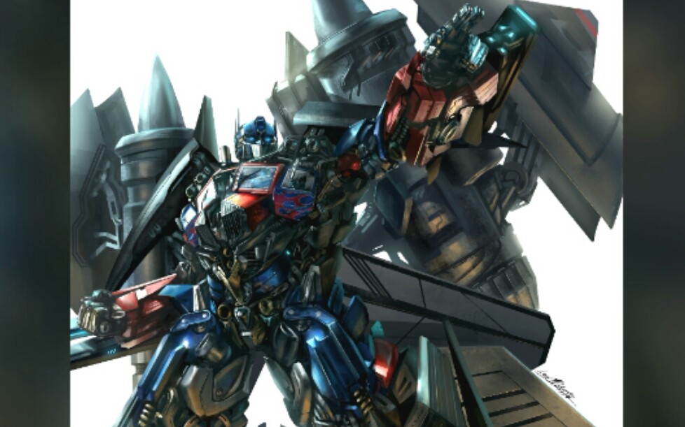 绘画过程汽车人变形出发变形金刚人物立绘擎天柱天火组合