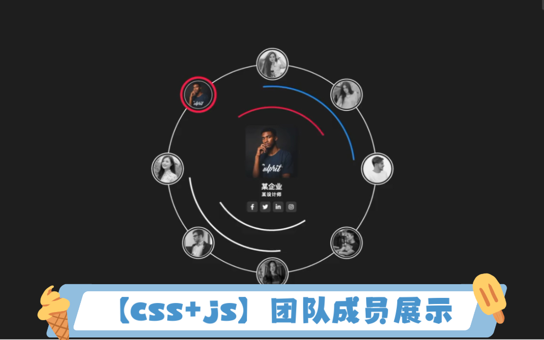 【css+js】团队成员展示哔哩哔哩bilibili