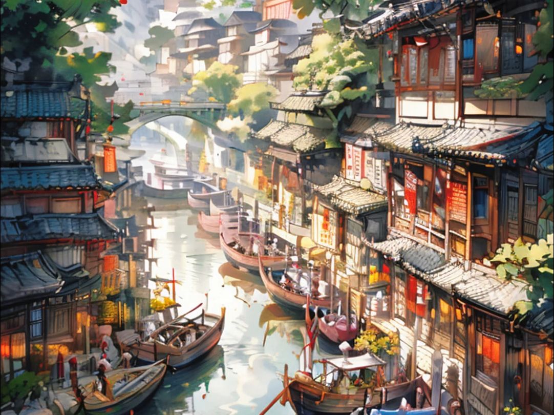 ai绘画下的江南水乡