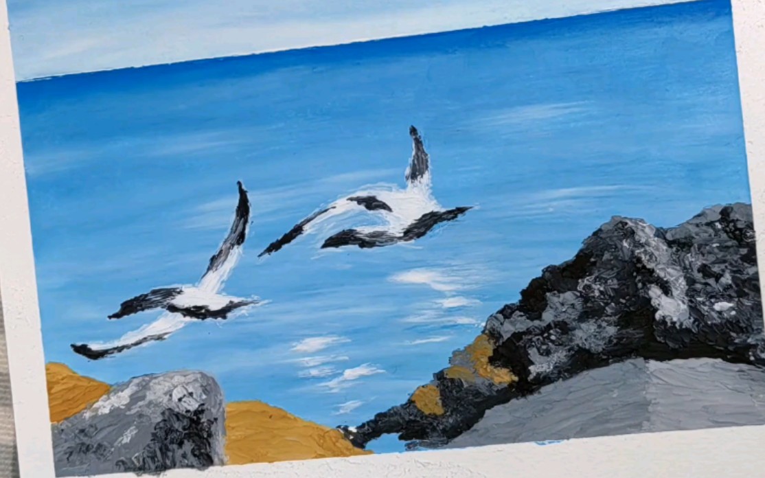 油画棒/海鸥与海风/揭胶带瞬间