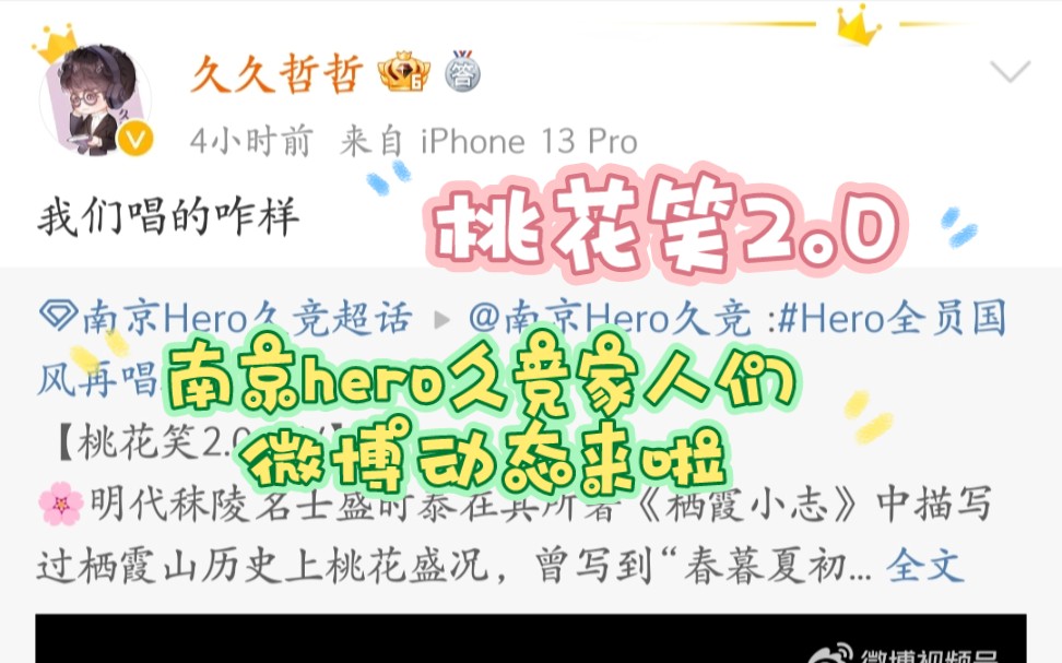 桃花笑2.0 南京hero久竞 家人们微博动态哔哩哔哩bilibili