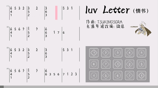 [图]【光遇琴谱】Luv Letter情书｜完整和弦｜数字谱/Sky Studio键位谱